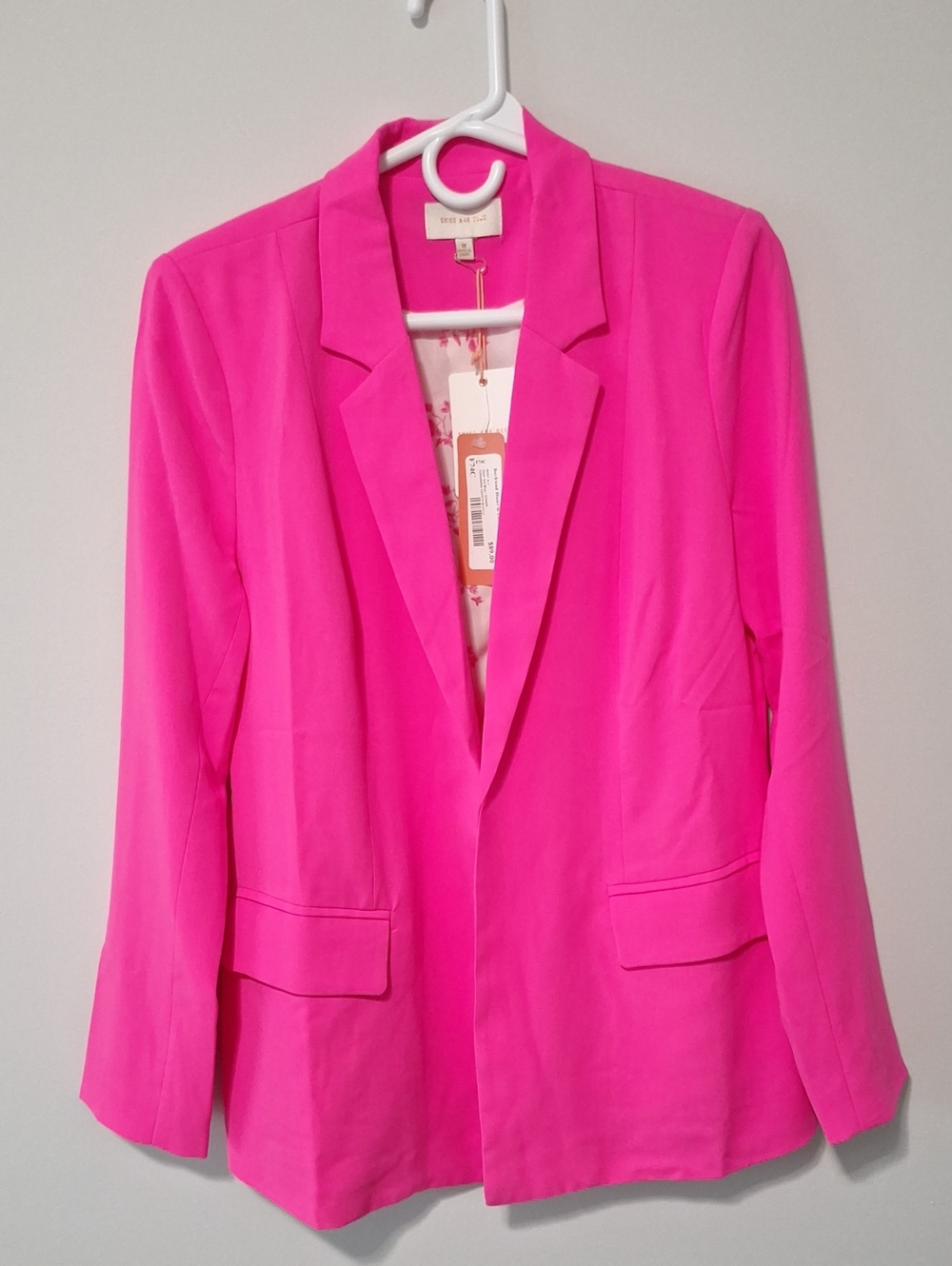 Skies Are Blue Bright Pink Women's Open Front Blazer Ultra Pink